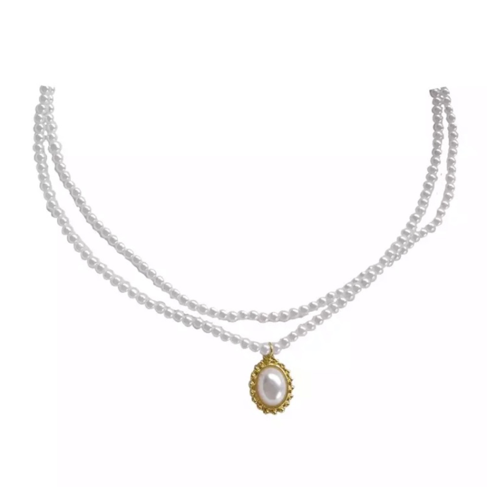 🎀New In Pack Simulated Small Pearls Double Layer Necklace - Picture 3 of 5